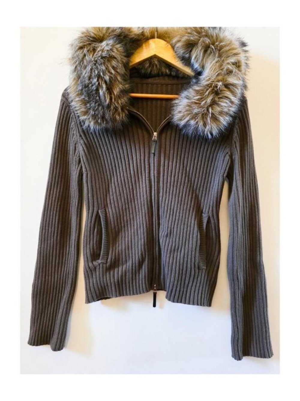 🤎 Rarely Alike Ribbed Fur Hood Zip Jacket 🤎